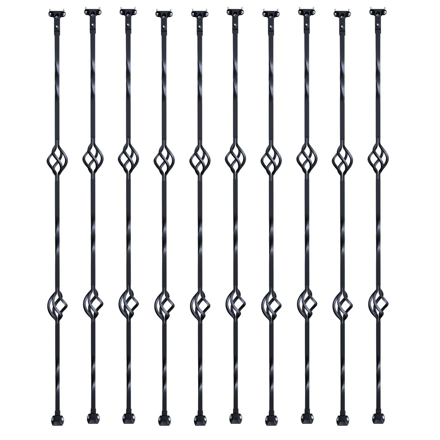 Staircase Metal Balusters, 44'' x 1/2" Galvanized Steel Decorative Banister Spindles, 10 Pack Deck Baluster V952-ZXKLGZ44YC103UJY9V0