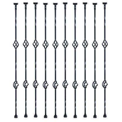 Staircase Metal Balusters, 44'' x 1/2" Galvanized Steel Decorative Banister Spindles, 10 Pack Deck Baluster V952-ZXKLGZ44YC103UJY9V0