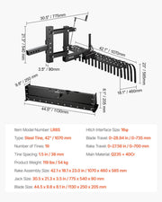 106.7cm Tow Behind Landscape Rake, 3-Point Lawn Rock Rake with Blade & Lift Lever, Fit Category 1 ATVs UTVs V952-ZXSCJ42INCHYATJQA001V0