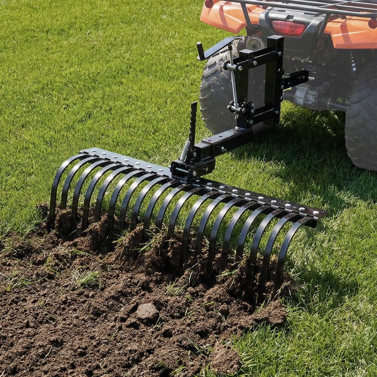 106.7cm Tow Behind Landscape Rake, 3-Point Lawn Rock Rake with Blade & Lift Lever, Fit Category 1 ATVs UTVs V952-ZXSCJ42INCHYATJQA001V0