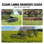 Tow Behind Landscape Rake, 1.5m Tow Dethatcher with 21 Steel Coil Tines, Lawn Dethatcher Rake Attaches to V952-ZXSCJ60BDSDLG2B3EV0