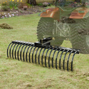 Tow Behind Landscape Rake, 1.5m Tow Dethatcher with 21 Steel Coil Tines, Lawn Dethatcher Rake Attaches to V952-ZXSCJ60BDSDLG2B3EV0