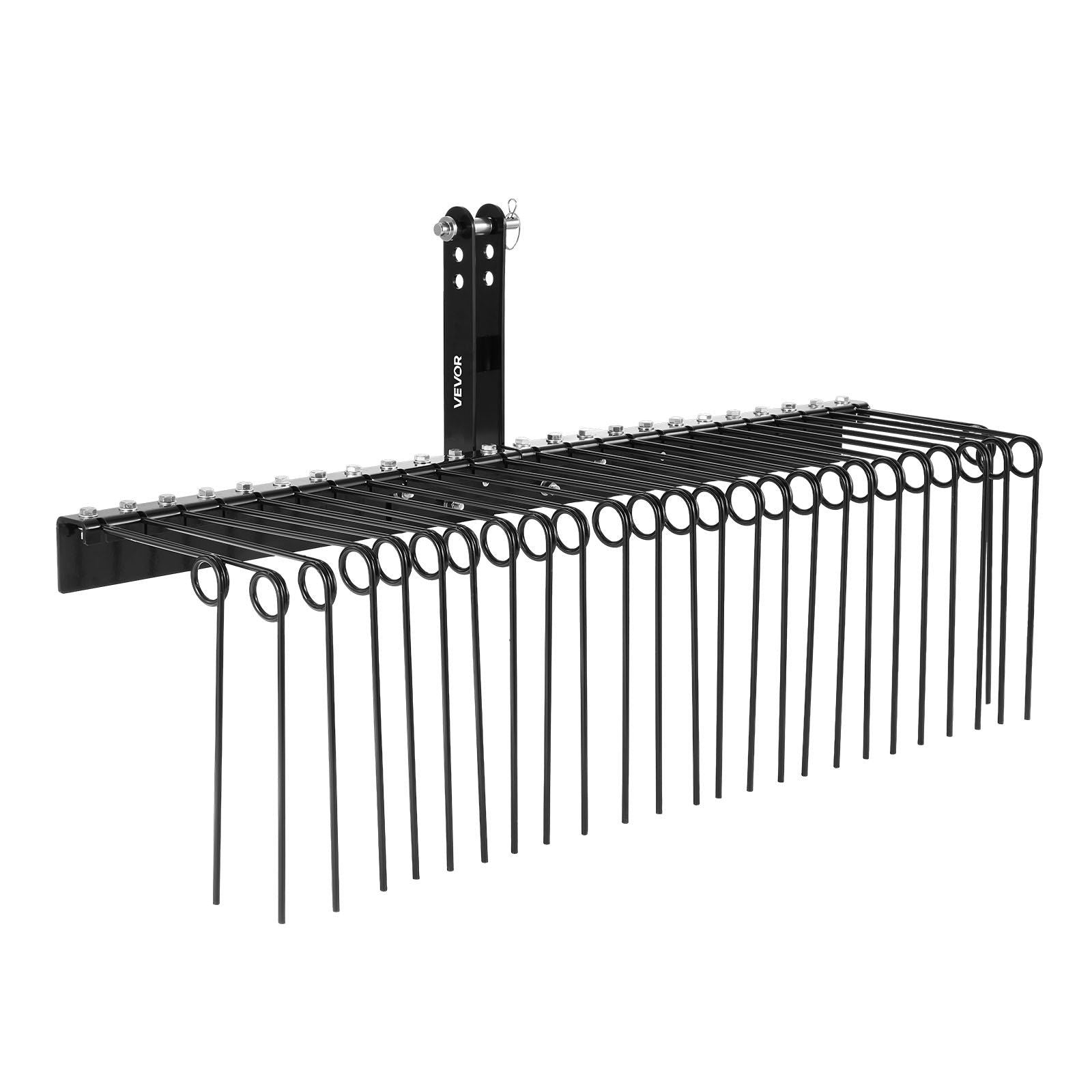 150 cm Tow Behind Landscape Rake, 3 Point Hitch Lawn Dethatcher Rake, 26 Spring Steel Tines, for Category 1 V952-ZXSCJ60INCHBP8SL7001V0