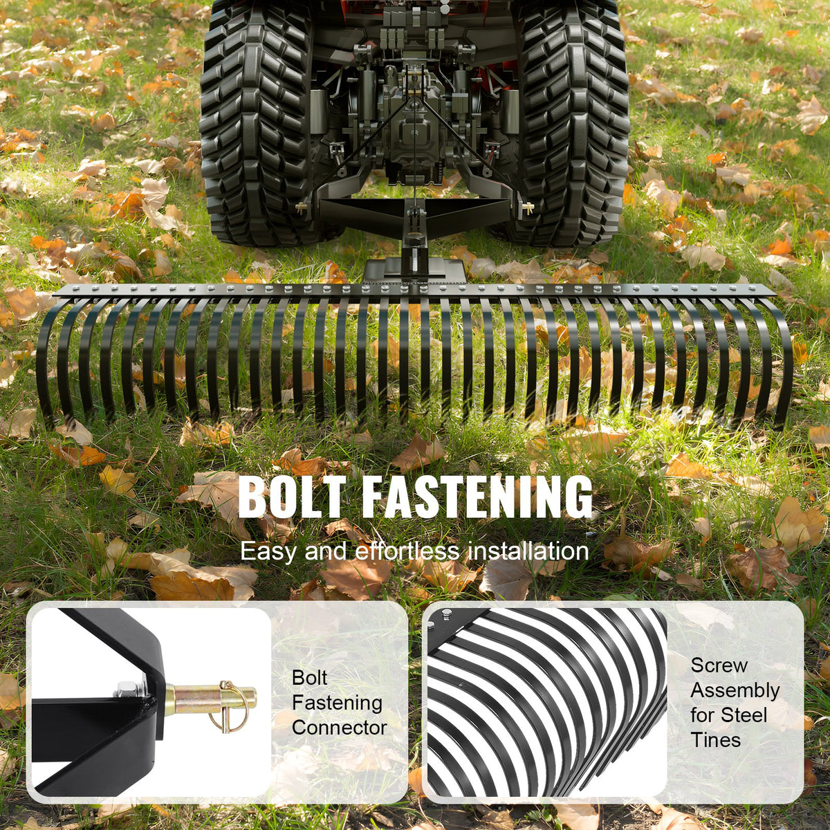 Tow Behind Dethatcher, 1.8m Tow Dethatcher with 36 Steel Tines, 3-Point Lawn Dethatcher Rake with Attachments V952-ZXSCJ72DSDLJ73TTAV0