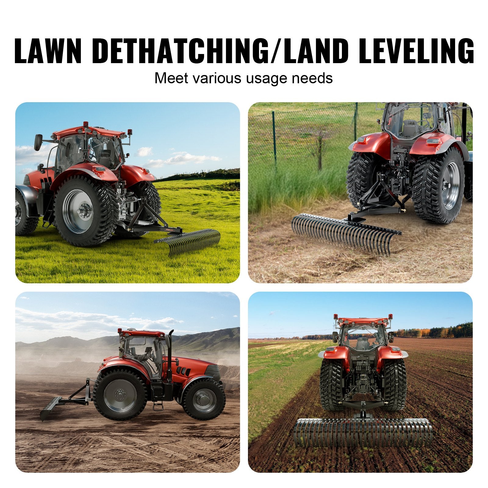Tow Behind Dethatcher, 1.8m Tow Dethatcher with 36 Steel Tines, 3-Point Lawn Dethatcher Rake with Attachments V952-ZXSCJ72DSDLJ73TTAV0