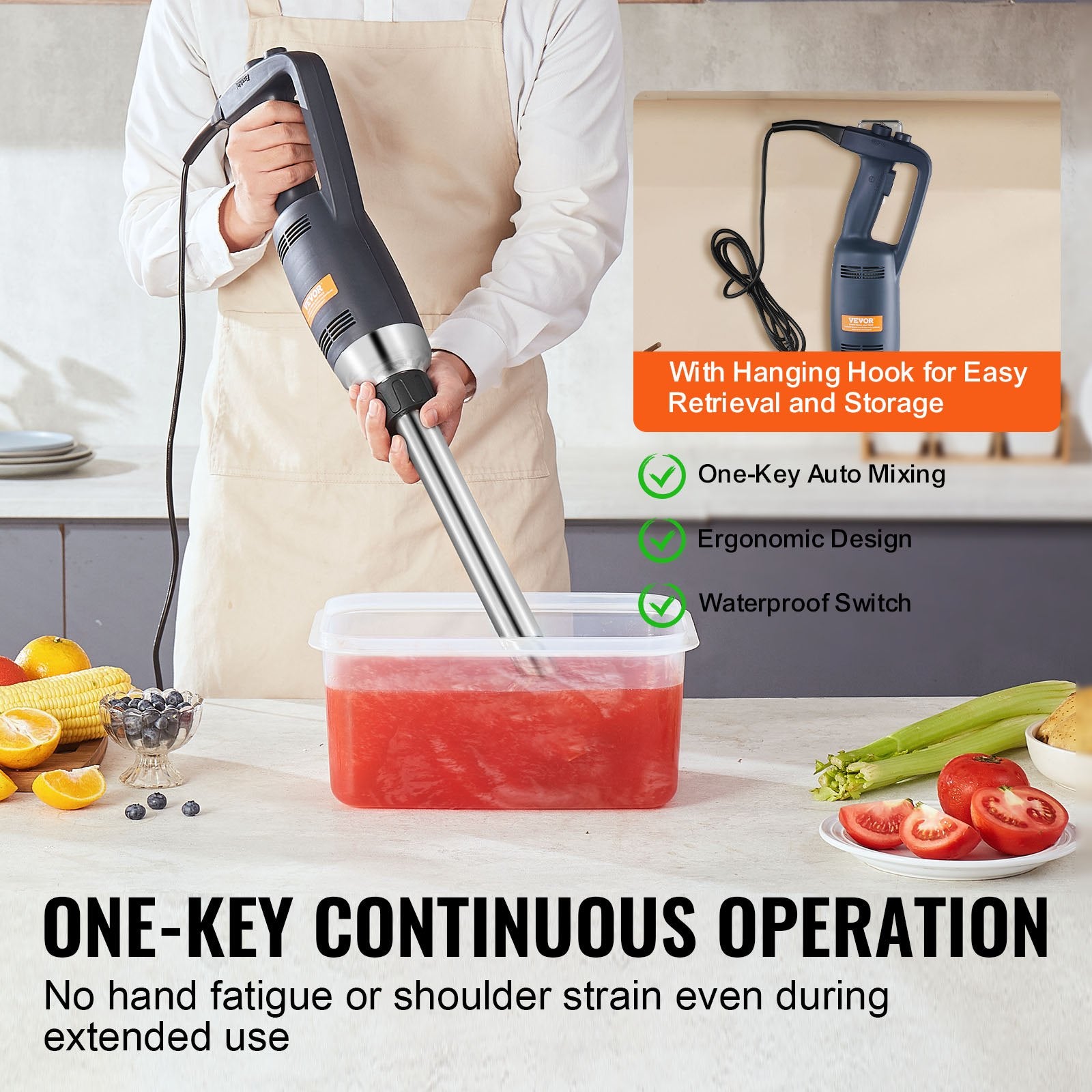 Commercial Immersion Blender 350W Heavy Duty Hand Mixer for Soup Sauces V952-ZXSCJBQ350WB371FZV3