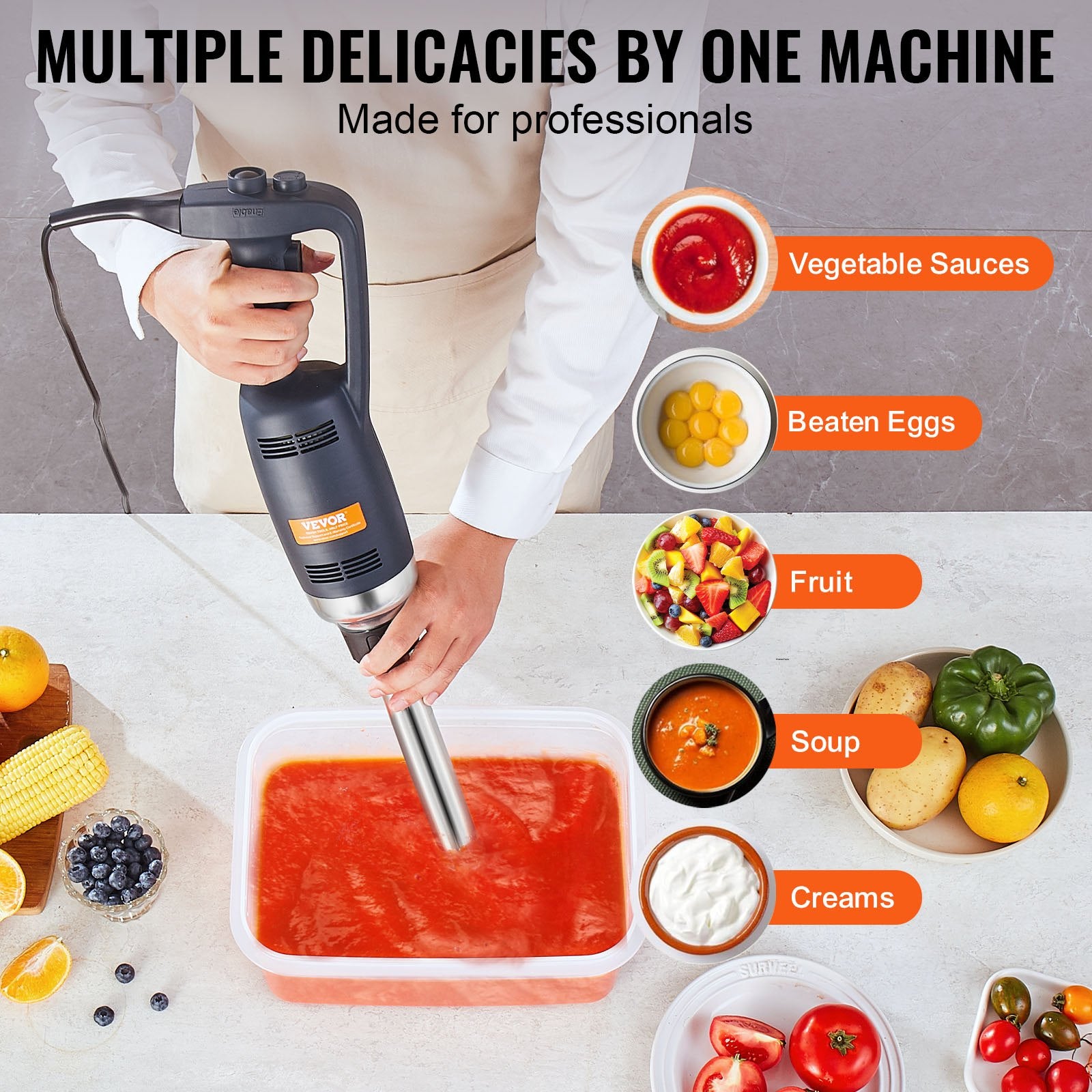 Commercial Immersion Blender 350W Heavy Duty Hand Mixer for Soup Sauces V952-ZXSCJBQ350WB371FZV3
