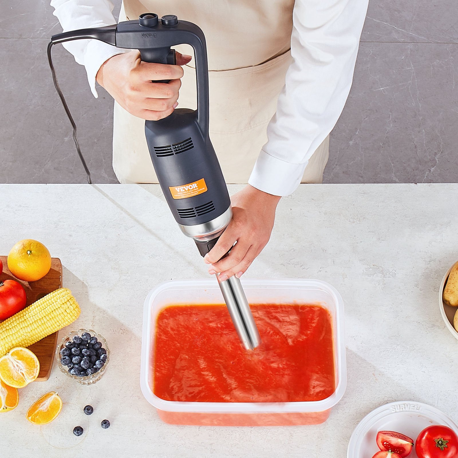 Commercial Immersion Blender, 350W Heavy Duty Hand Mixer, 12 inch Stepless Variable Speed Mixer with V952-ZXSCJBQ350WBFMXPAV3