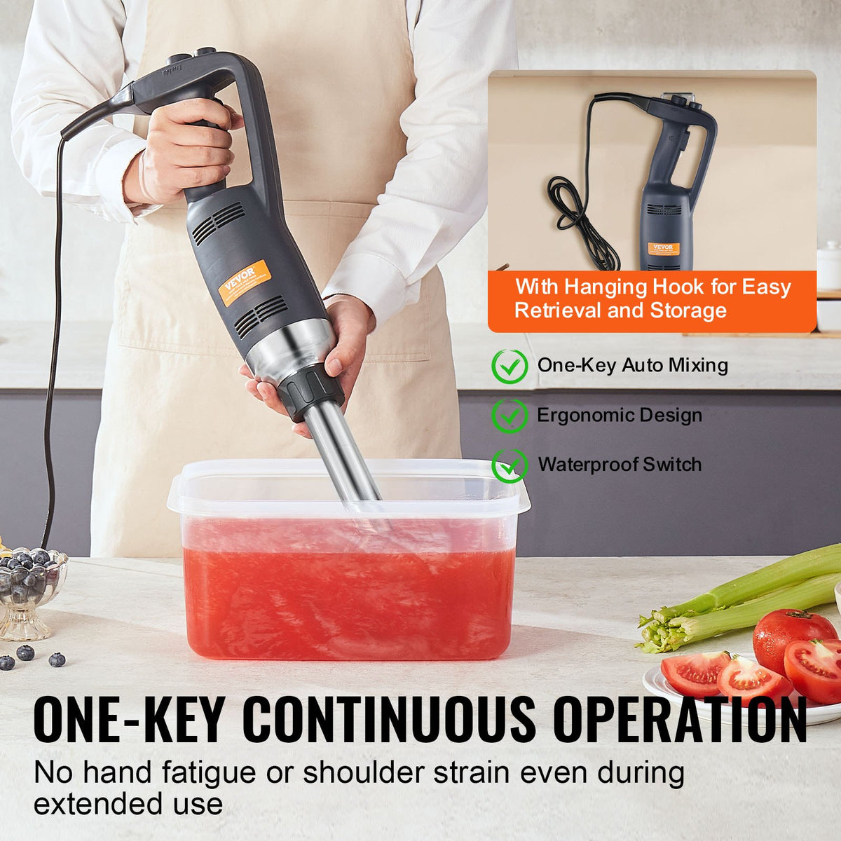 Commercial Immersion Blender 350W Heavy Duty Hand Mixer for Soup Sauces V952-ZXSCJBQ350WBTBCTVV3