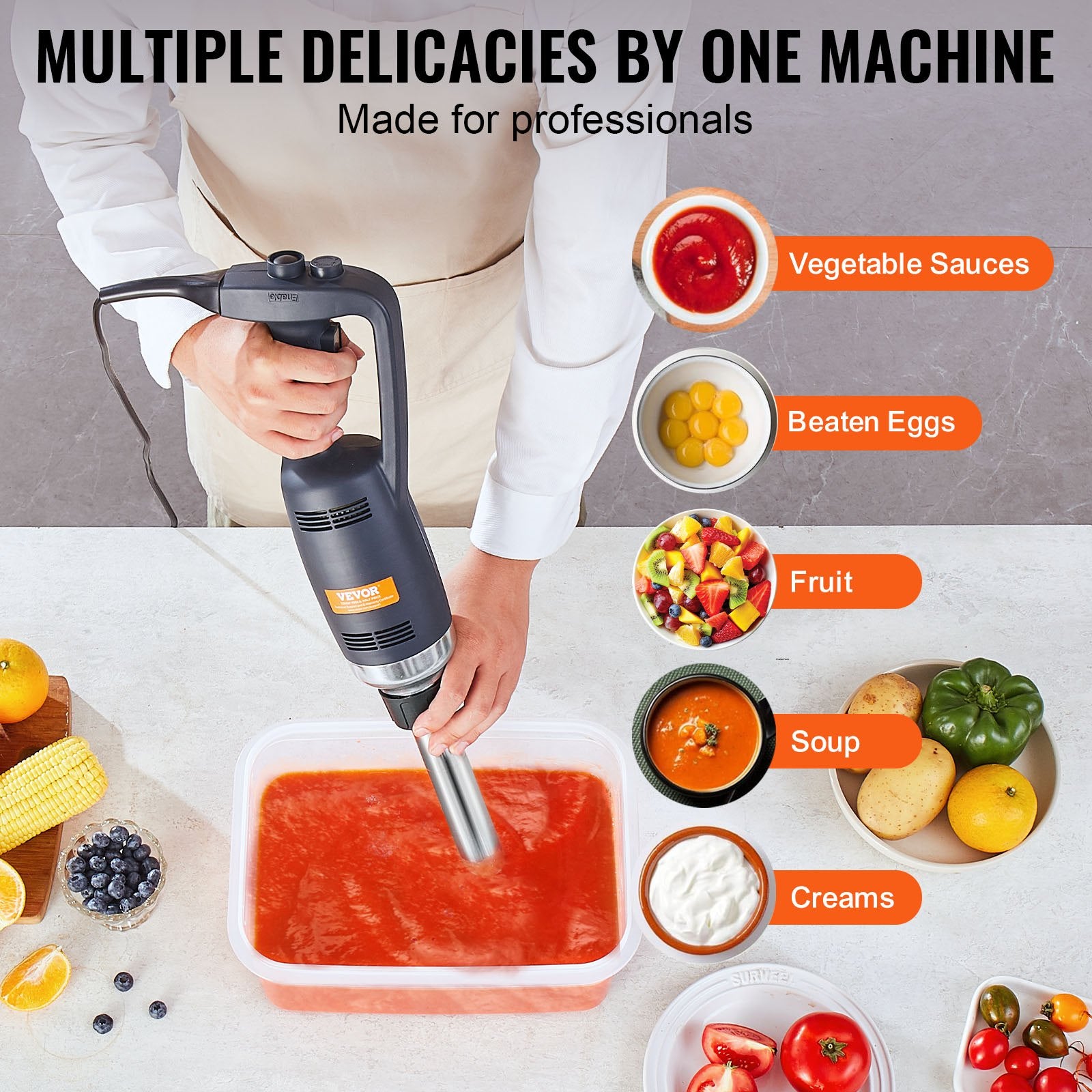 Commercial Immersion Blender 350W Heavy Duty Hand Mixer for Soup Sauces V952-ZXSCJBQ350WBTBCTVV3
