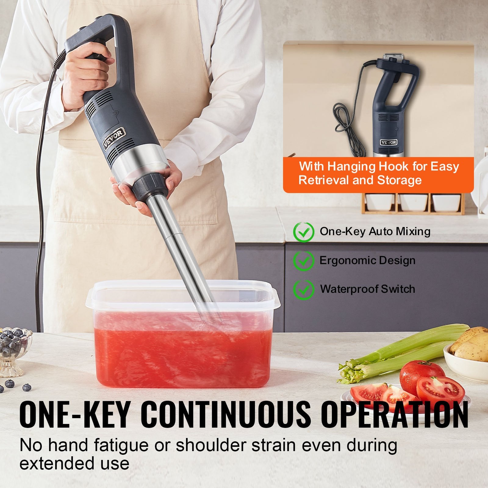 Commercial Immersion Blender 500W Heavy Duty Hand Mixer for Soup Sauces V952-ZXSCJBQ500WBHM0FZV3