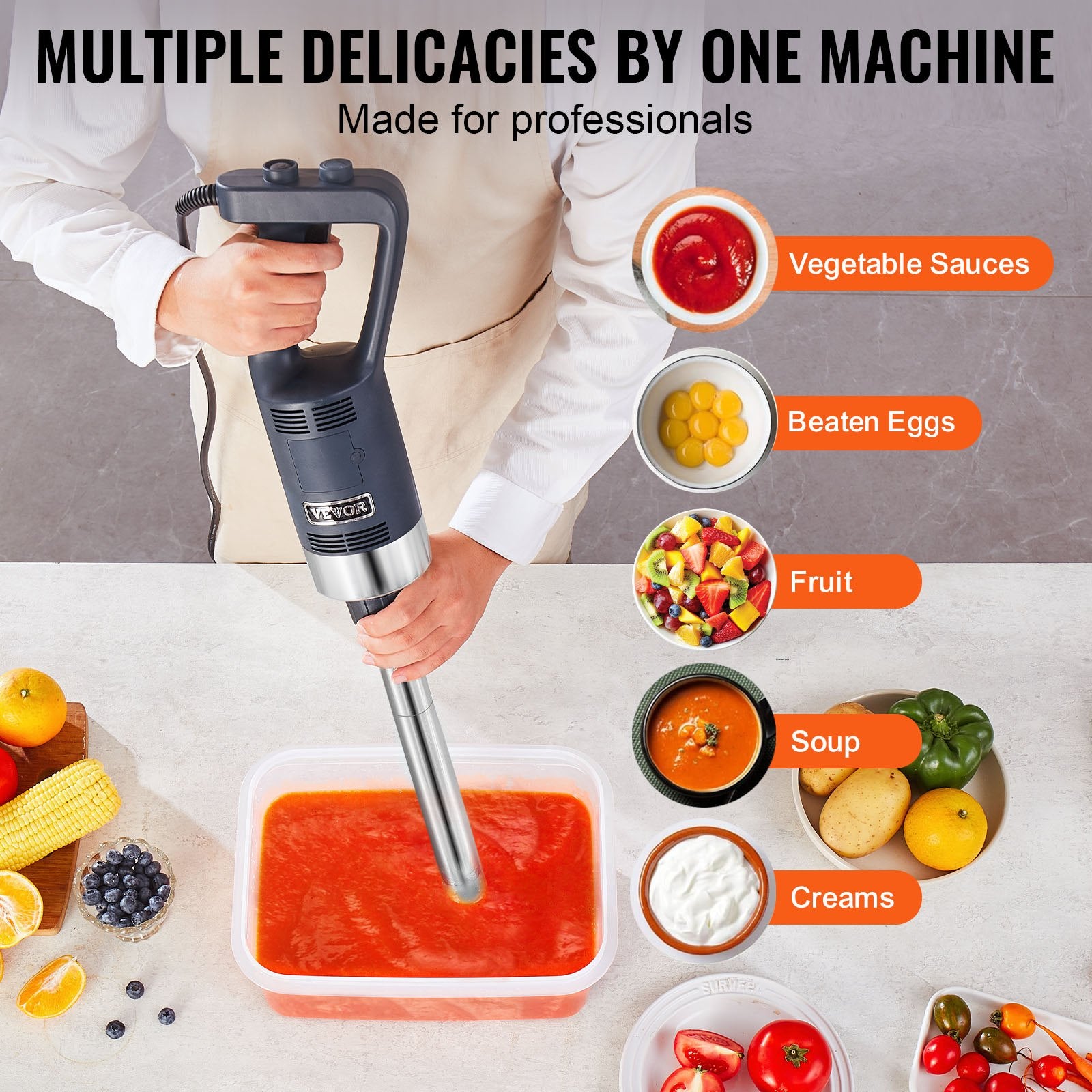 Commercial Immersion Blender 500W Heavy Duty Hand Mixer for Soup Sauces V952-ZXSCJBQ500WBHM0FZV3