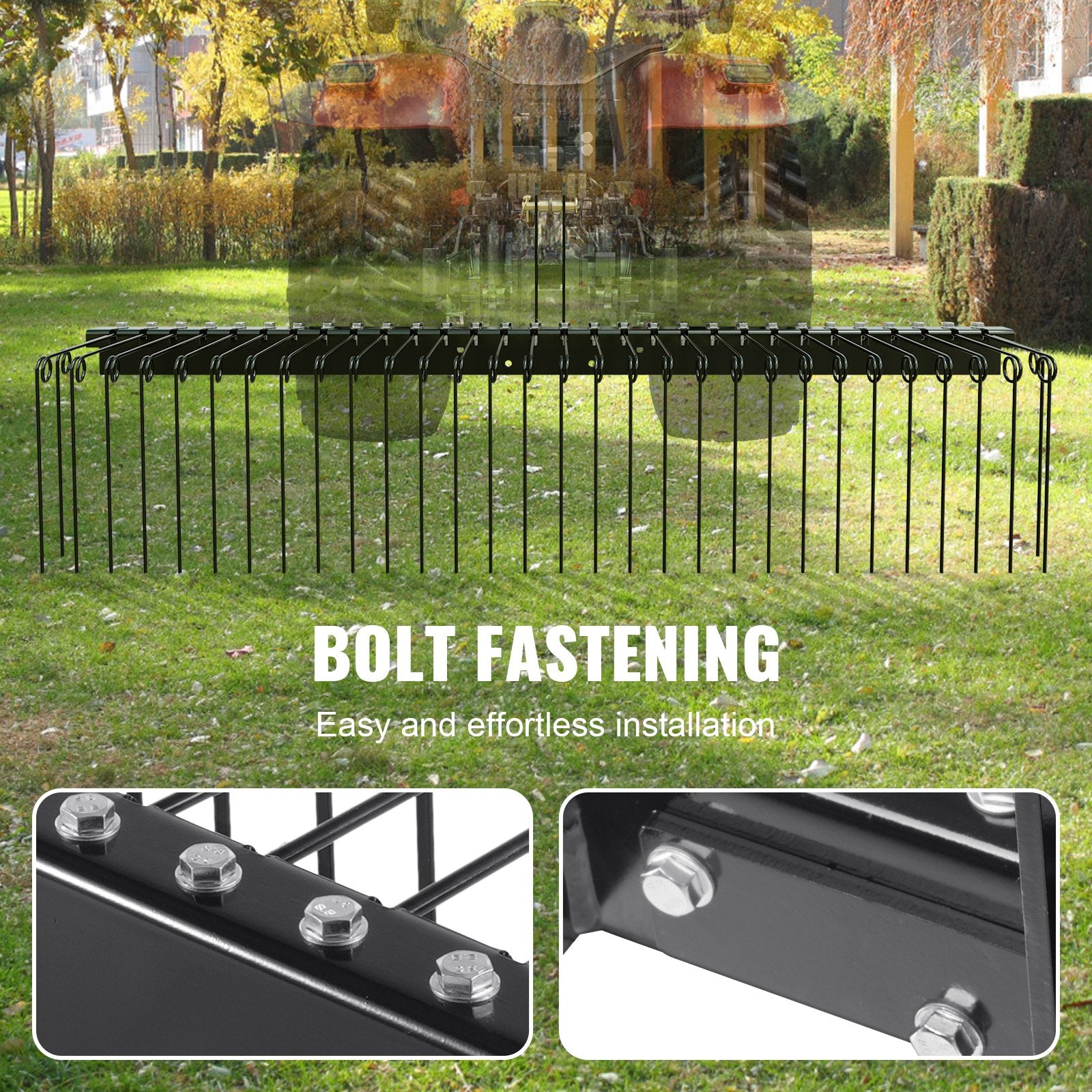 Tow Behind Landscape Rake, 1.8m Tow Dethatcher with 32 Steel Tines, Lawn Dethatcher Rake Attaches to Category V952-ZXSCJDHC72BDGLRVMV0