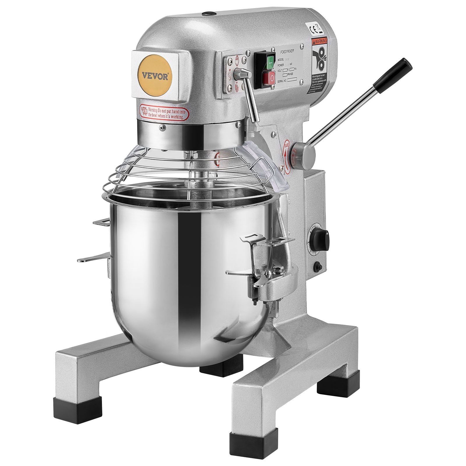 Commercial Food Mixer, 10L Commercial Stand Mixer with 3 Adjustable Speeds, 550W Dough Mixer with Stainless V952-ZXSPJBJ10QT66CB89V3