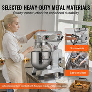 Commercial Food Mixer, 10L Commercial Stand Mixer with 3 Adjustable Speeds, 550W Dough Mixer with Stainless V952-ZXSPJBJ10QT66CB89V3