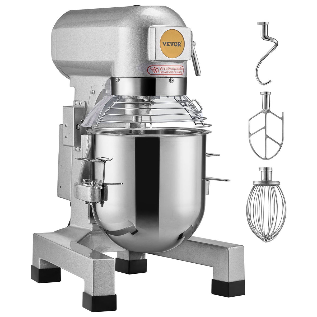 Commercial Food Mixer, 10L Commercial Stand Mixer with 3 Adjustable Speeds, 550W Dough Mixer with Stainless V952-ZXSPJBJ10QT66CB89V3