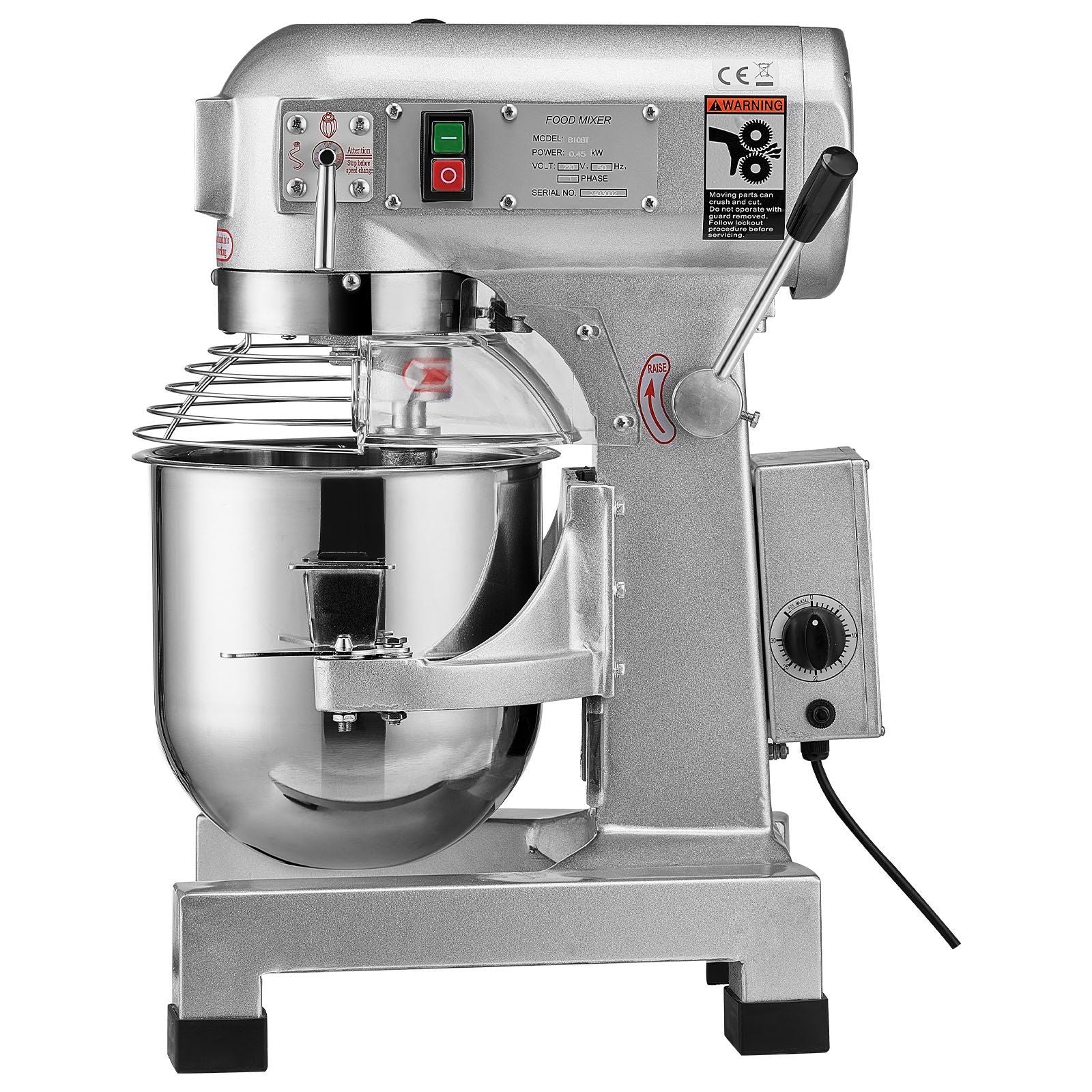 Commercial Food Mixer, 10L Commercial Stand Mixer with 3 Adjustable Speeds, 550W Dough Mixer with Stainless V952-ZXSPJBJ10QT66CB89V3