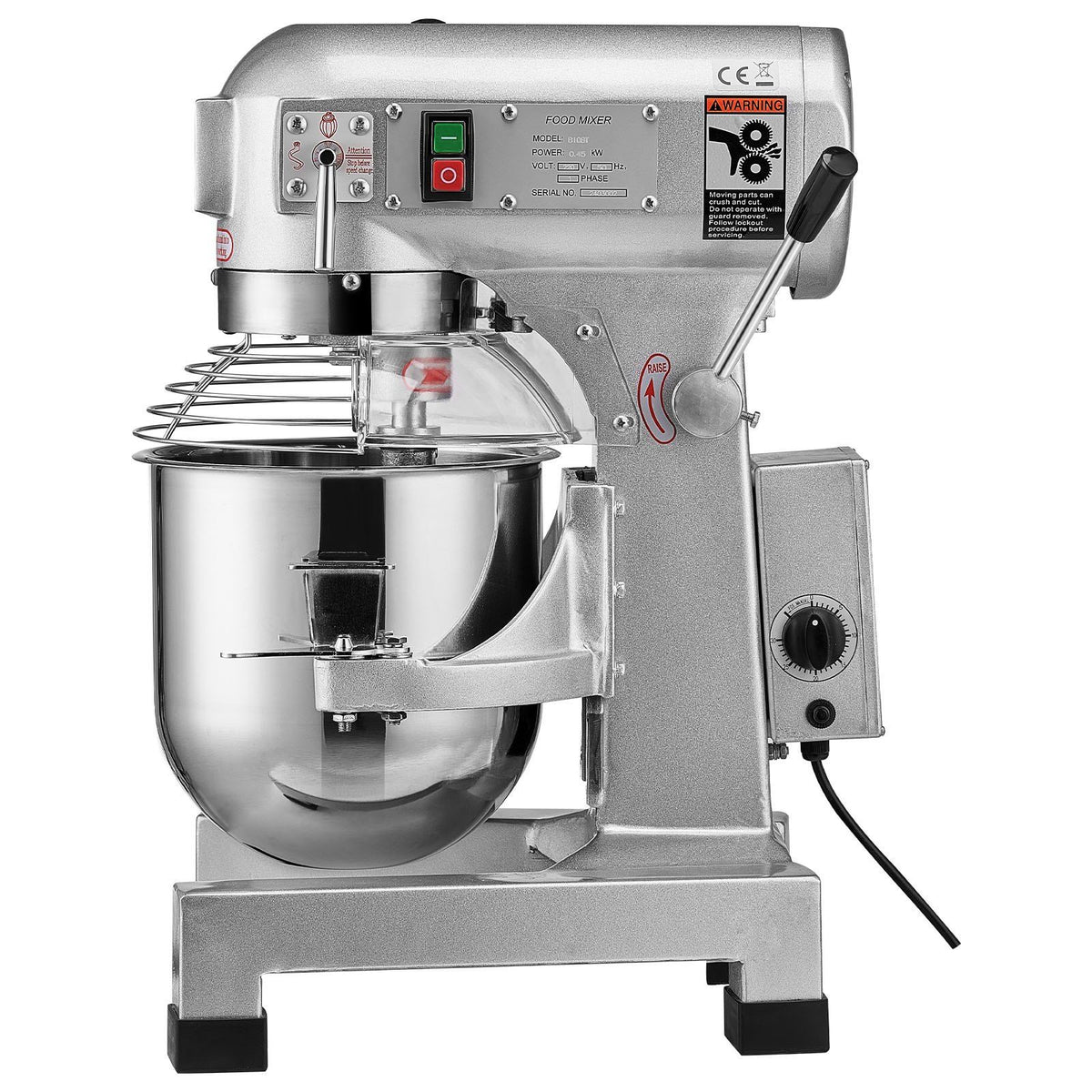 Commercial Food Mixer, 10L Commercial Stand Mixer with 3 Adjustable Speeds, 550W Dough Mixer with Stainless V952-ZXSPJBJ10QT66CB89V3