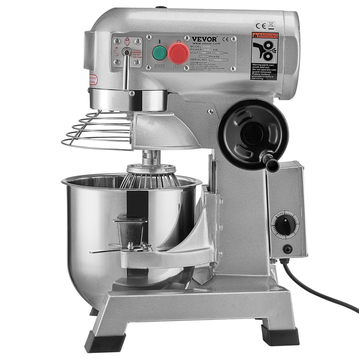 Commercial Food Mixer, 18.7L Commercial Stand Mixer with 3 Adjustable Speeds, 1100W Dough Mixer with V952-ZXSPJBJ20QT1FBO63V3