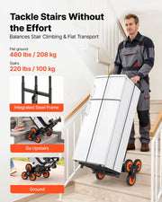 Stair Climbing Cart, 100 kg Stair-Climbing Capacity, Heavy-Duty Folding Trolley Cart with Telescoping Handle, V952-ZXTCSPLCLSKH7RCTY001V0
