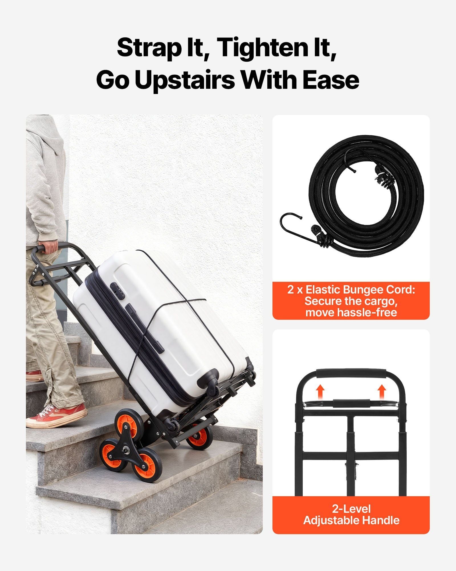 Stair Climbing Cart, 100 kg Stair-Climbing Capacity, Heavy-Duty Folding Trolley Cart with Telescoping Handle, V952-ZXTCSPLCLSKH7RCTY001V0