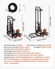 Stair Climbing Cart, 100 kg Stair-Climbing Capacity, Heavy-Duty Folding Trolley Cart with Telescoping Handle, V952-ZXTCSPLCLSKH7RCTY001V0