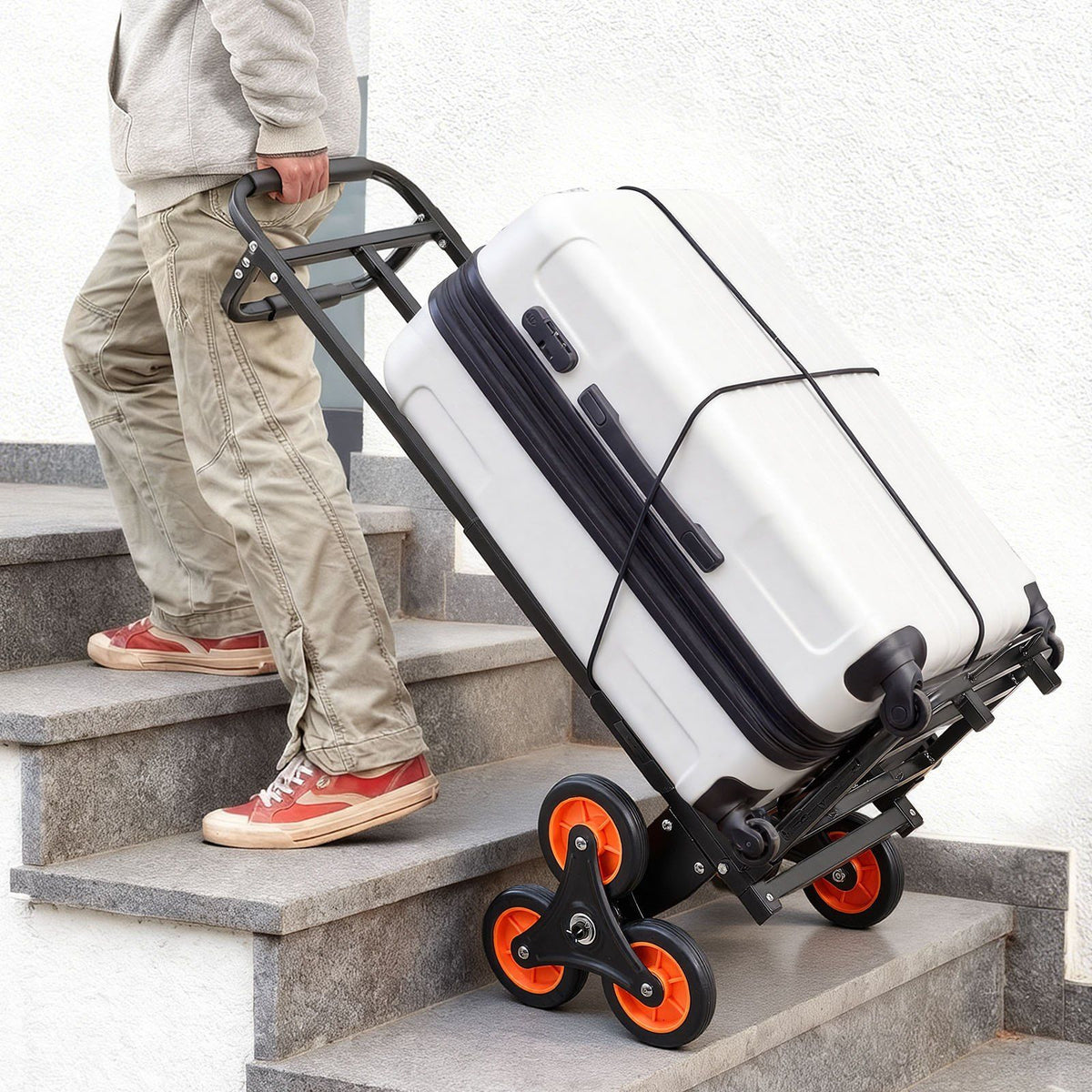 Stair Climbing Cart, 100 kg Stair-Climbing Capacity, Heavy-Duty Folding Trolley Cart with Telescoping Handle, V952-ZXTCSPLCLSKH7RCTY001V0