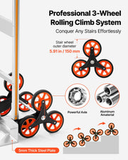 Stair Climbing Cart, 150 kg Stair-Climb Capacity, Aluminum Alloy Folding Trolley Cart with Telescoping V952-ZXTCSPLCLSKL6O9DC001V0