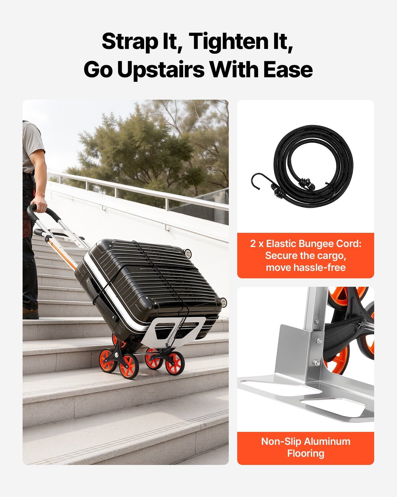 Stair Climbing Cart, 150 kg Stair-Climb Capacity, Aluminum Alloy Folding Trolley Cart with Telescoping V952-ZXTCSPLCLSKL6O9DC001V0