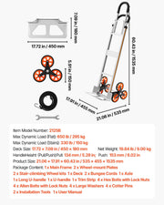 Stair Climbing Cart, 150 kg Stair-Climb Capacity, Aluminum Alloy Folding Trolley Cart with Telescoping V952-ZXTCSPLCLSKL6O9DC001V0