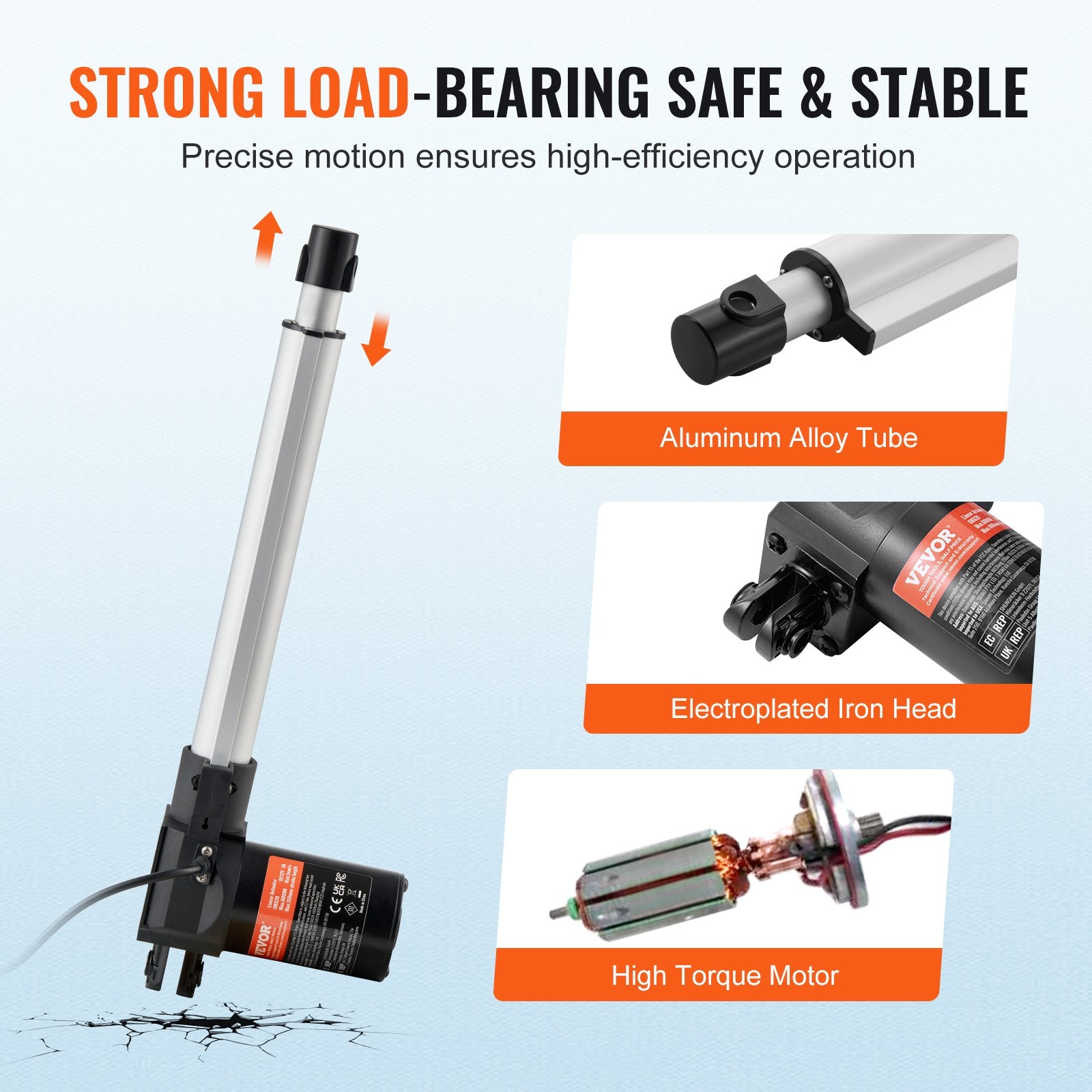 Linear Actuator 12V, 10 Inch Heavy Duty 1320lbs/6000N Linear Actuator, 0.19"/s Linear Motion Actuator with V952-ZXXXZXQ10INCWHX80V9