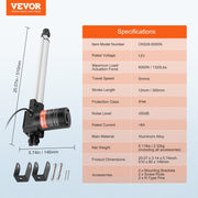 Linear Actuator 12V, 12 Inch Heavy Duty 1320lbs/6000N Linear Actuator, 0.19"/s Linear Motion Actuator with V952-ZXXXZXQ12INCGZ2OQV9