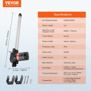 Linear Actuator 12V, 16 Inch Heavy Duty 1320lbs/6000N Linear Actuator, 0.19"/s Linear Motion Actuator with V952-ZXXXZXQ16INCQT0AUV9