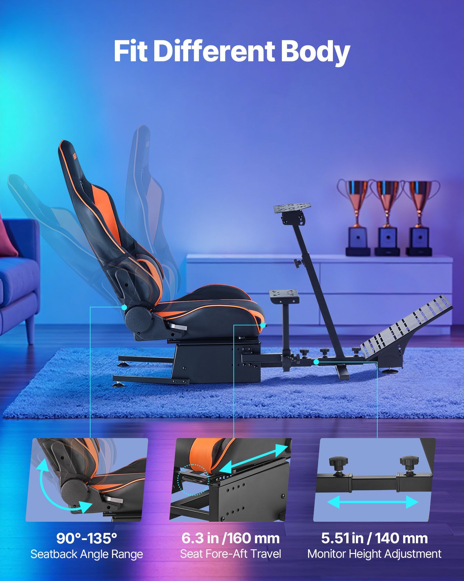 Racing Wheel Stand, Heavy-Duty Simulator Cockpit Steering Wheel Stand, Fit Logitech G25, G27, G29, G920, V952-ZXZCDGDBCGBK11FBA001V0