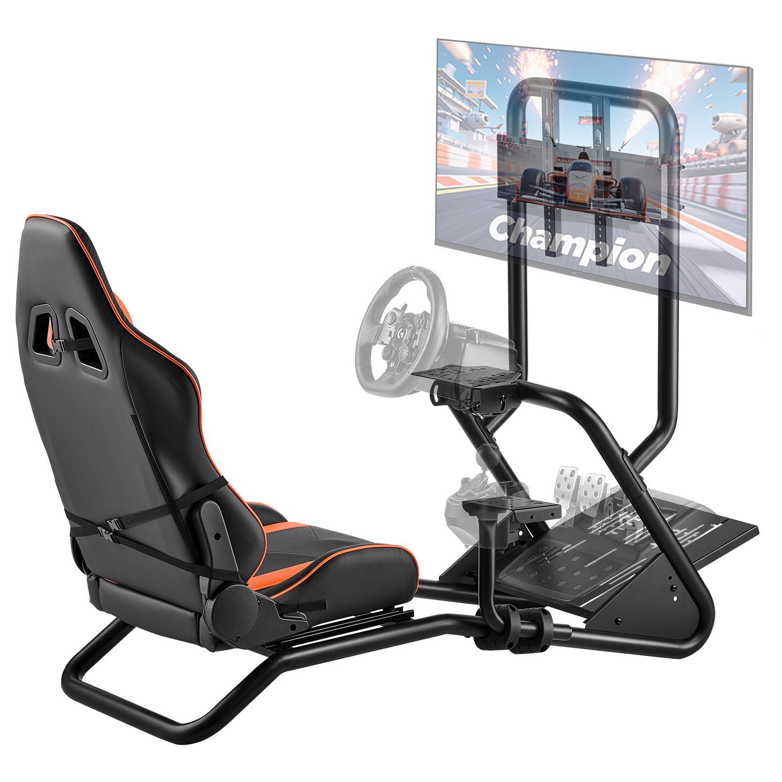Racing Wheel Stand, Heavy-Duty Simulator Cockpit Steering Wheel Stand with Monitor Stand, Fit Logitech V952-ZXZCSGSBDXSQUL3LF001V0