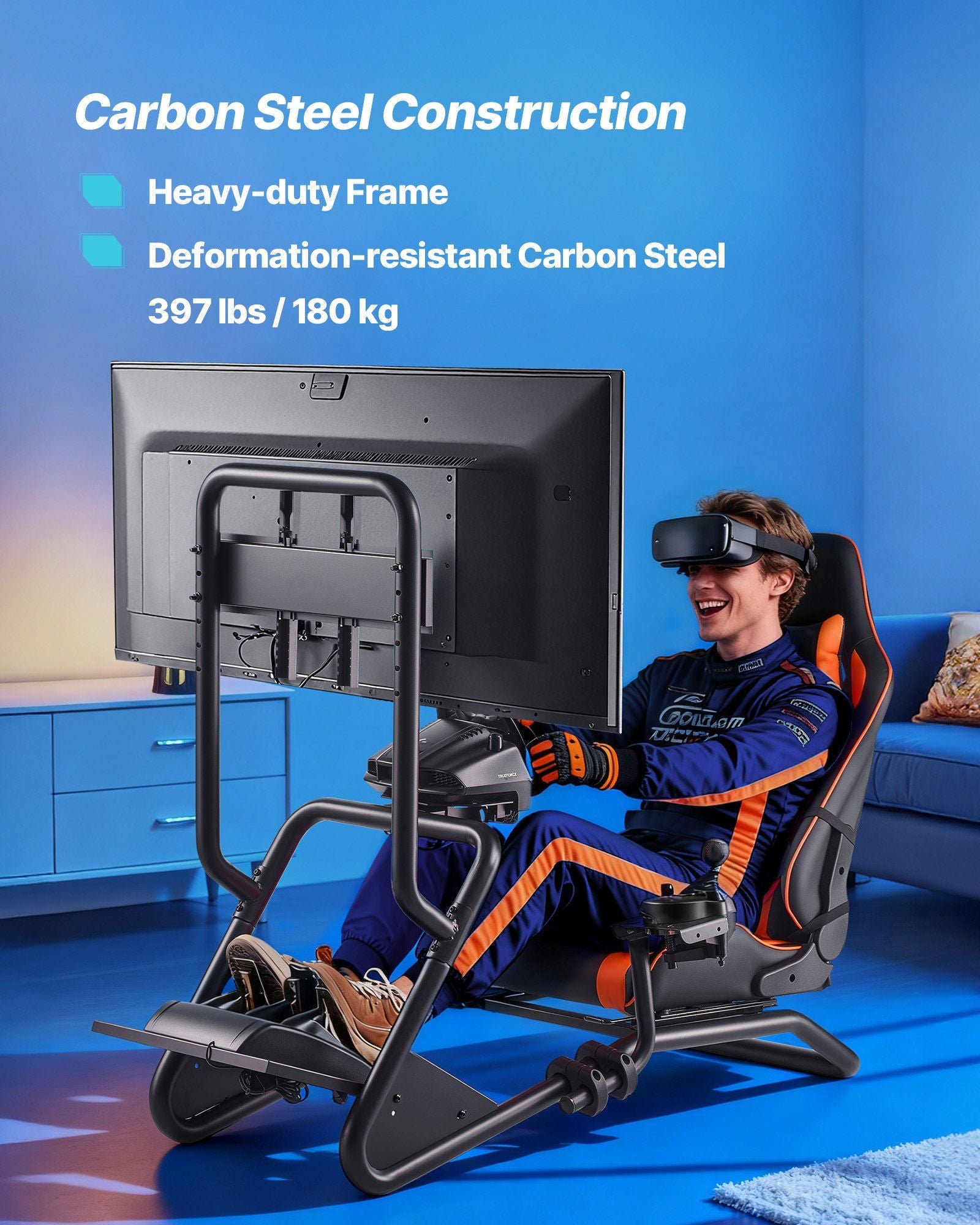 Racing Wheel Stand, Heavy-Duty Simulator Cockpit Steering Wheel Stand with Monitor Stand, Fit Logitech V952-ZXZCSGSBDXSQUL3LF001V0