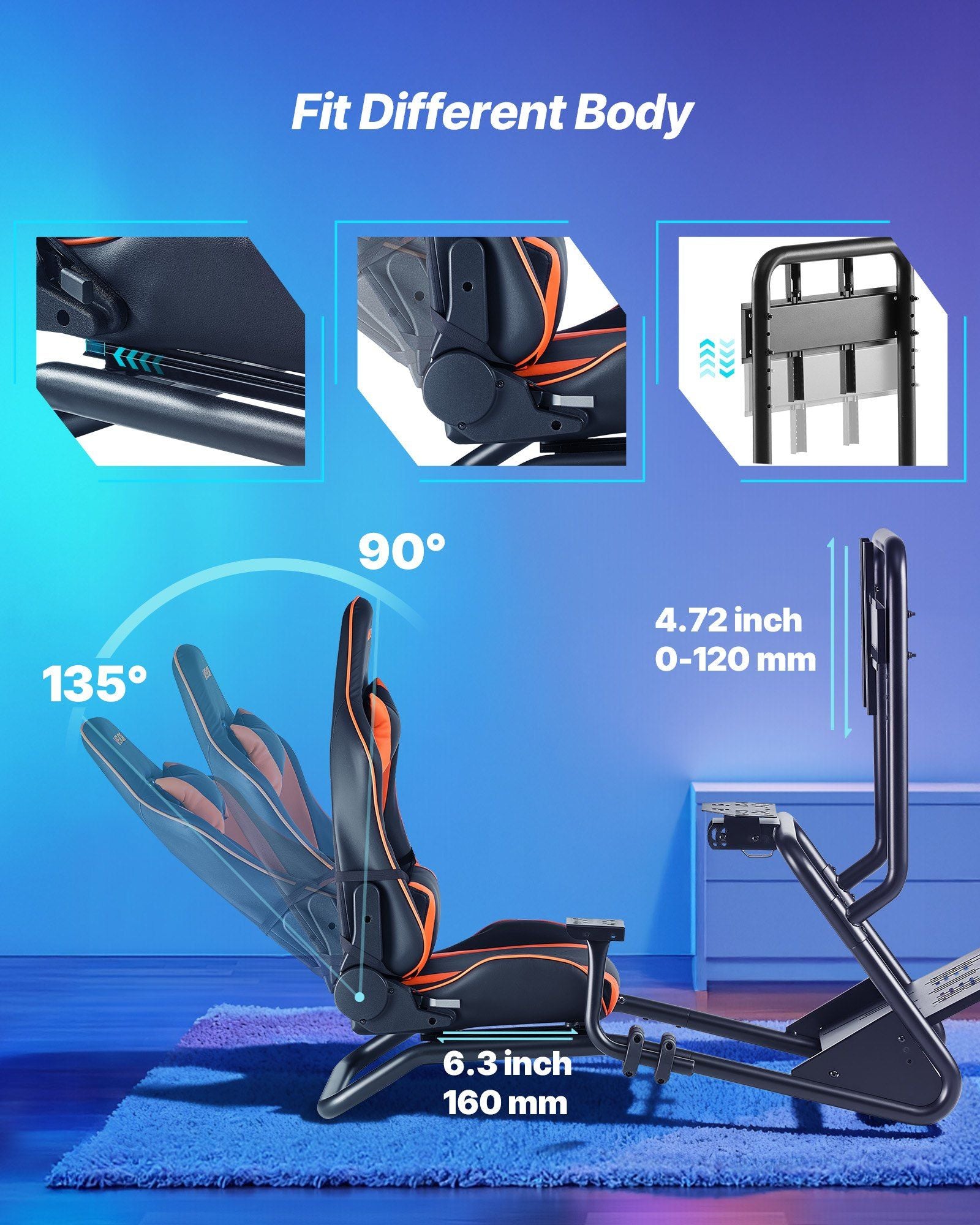 Racing Wheel Stand, Heavy-Duty Simulator Cockpit Steering Wheel Stand with Monitor Stand, Fit Logitech V952-ZXZCSGSBDXSQUL3LF001V0