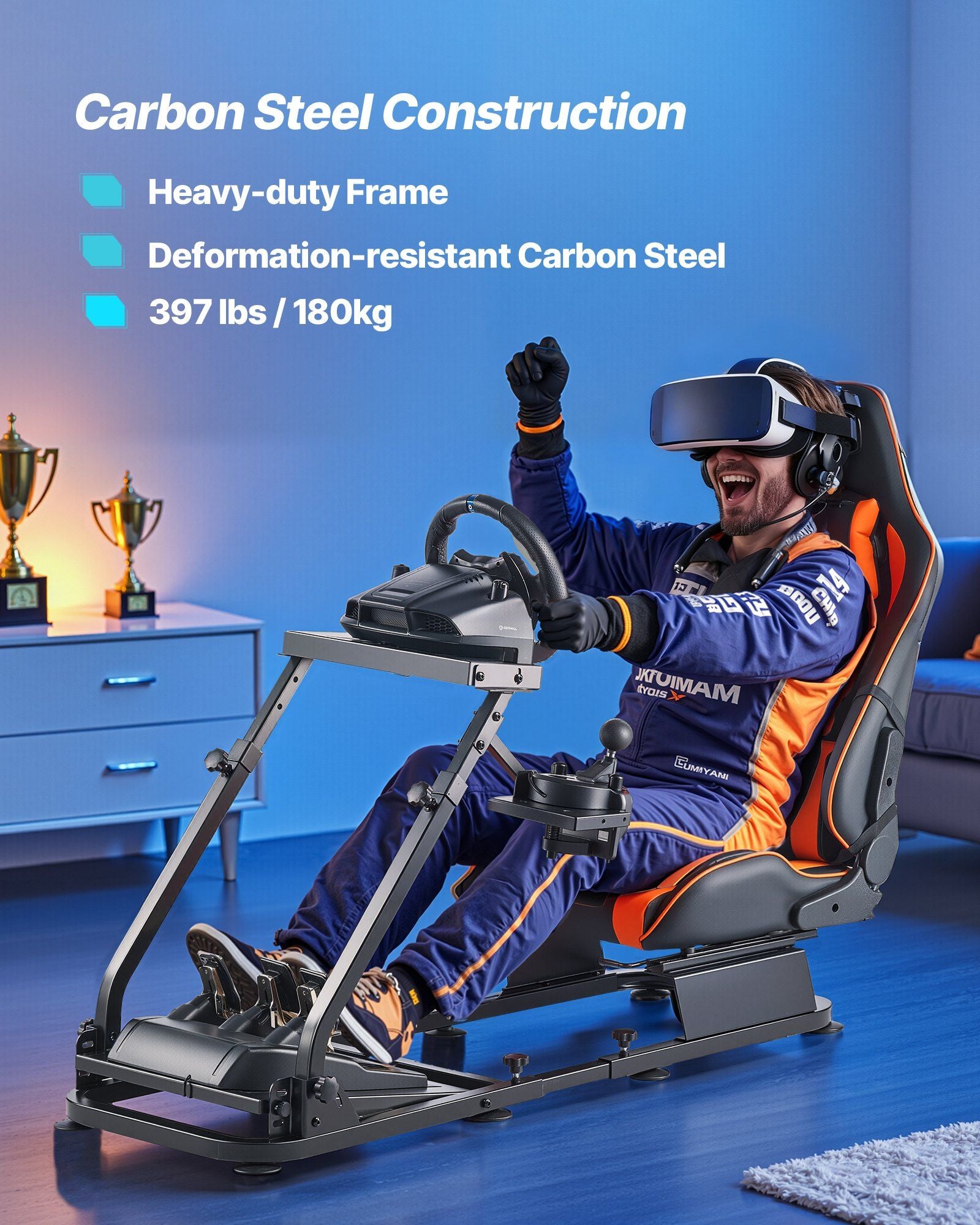 Racing Wheel Stand, Heavy-Duty Simulator Cockpit Steering Stand with Dual-Rail Dual-Arm, Fit Logitech V952-ZXZCSGSBWXSQX8MP1001V0