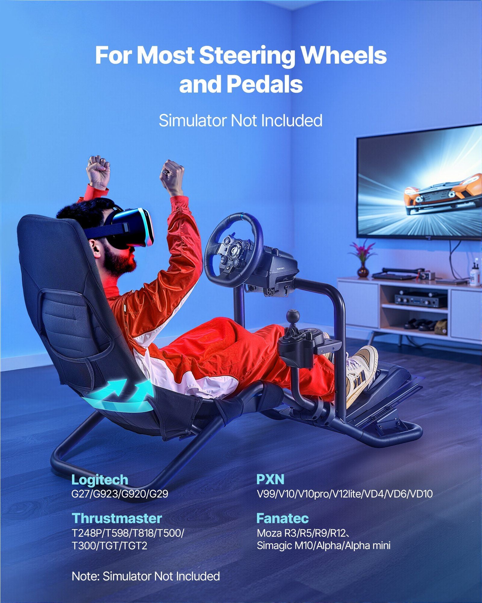 Racing Wheel Stand, Heavy-Duty Integrated Simulator Cockpit Steering Stand, Fit Logitech V952-ZXZCYTSCGBKZA2NPX001V0
