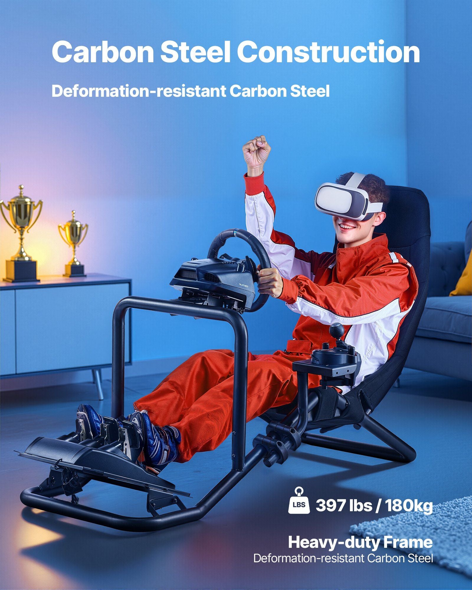 Racing Wheel Stand, Heavy-Duty Integrated Simulator Cockpit Steering Stand, Fit Logitech V952-ZXZCYTSCGBKZA2NPX001V0