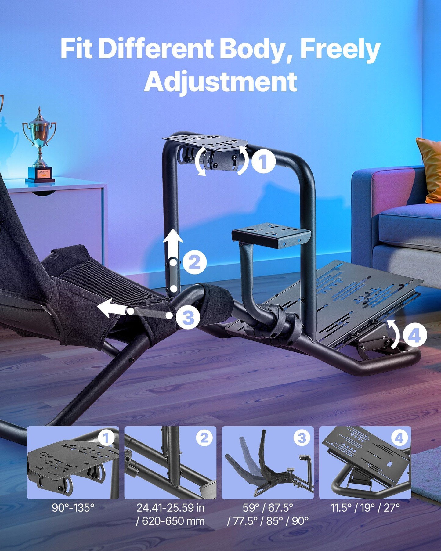Racing Wheel Stand, Heavy-Duty Integrated Simulator Cockpit Steering Stand, Fit Logitech V952-ZXZCYTSCGBKZA2NPX001V0