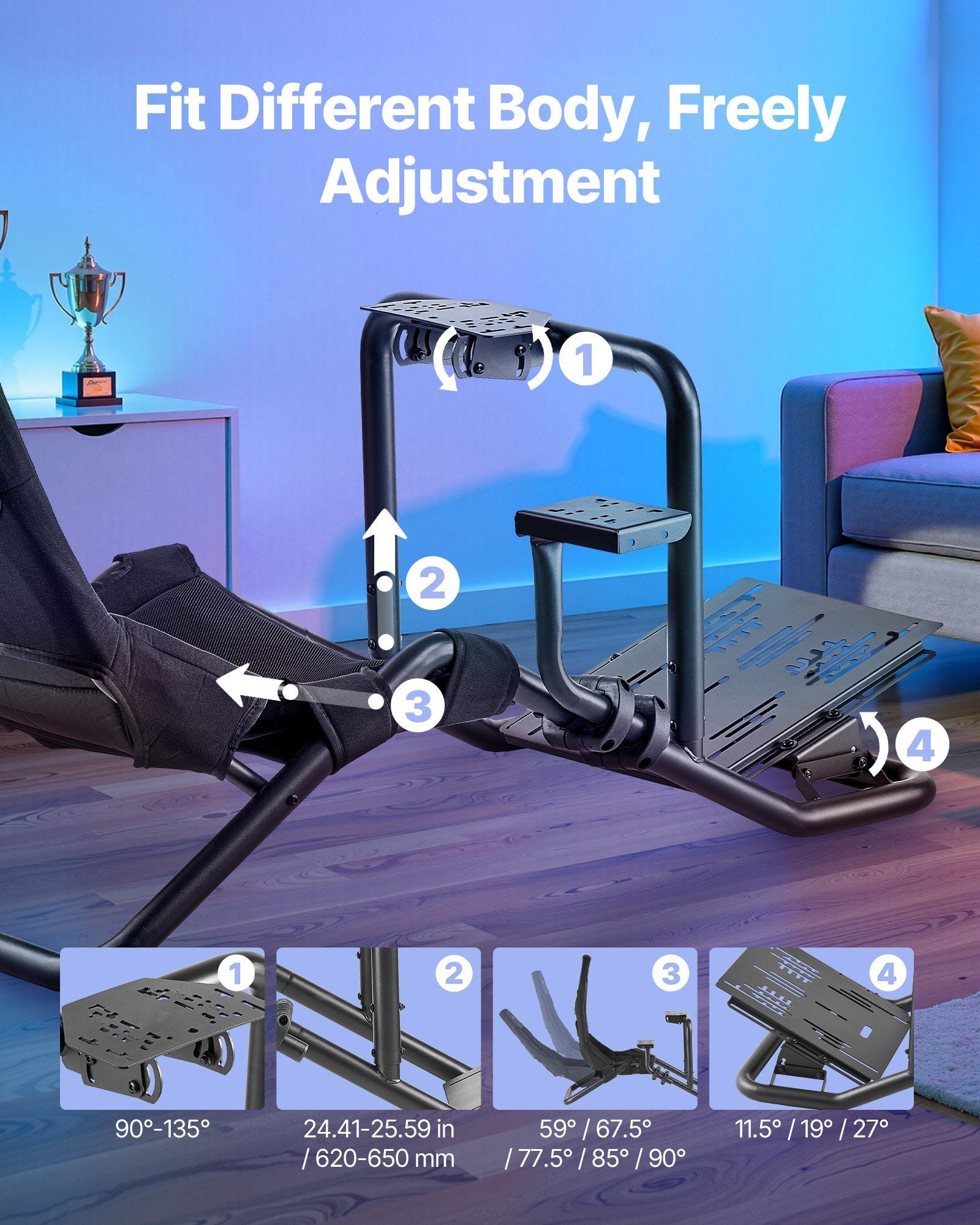 Racing Wheel Stand, Heavy-Duty Integrated Simulator Cockpit Steering Stand, Fit Logitech V952-ZXZCYTSCGBKZA2NPX001V0