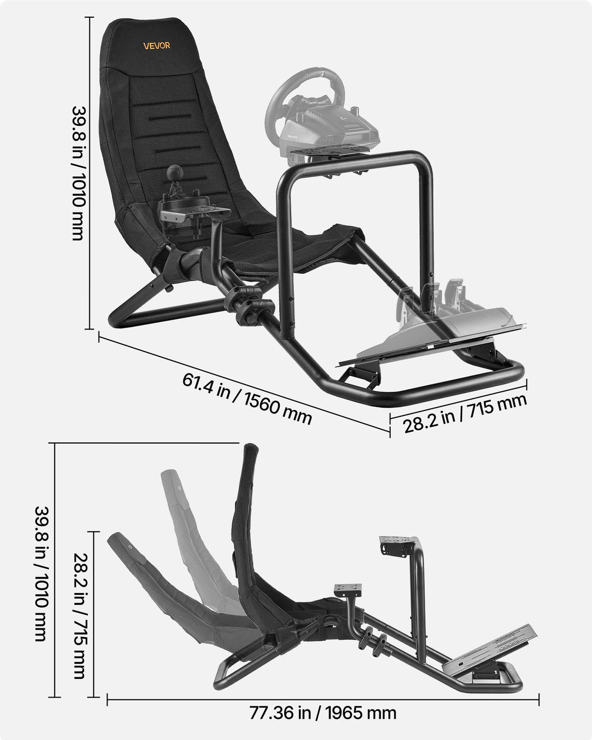 Racing Wheel Stand, Heavy-Duty Integrated Simulator Cockpit Steering Stand, Fit Logitech V952-ZXZCYTSCGBKZA2NPX001V0