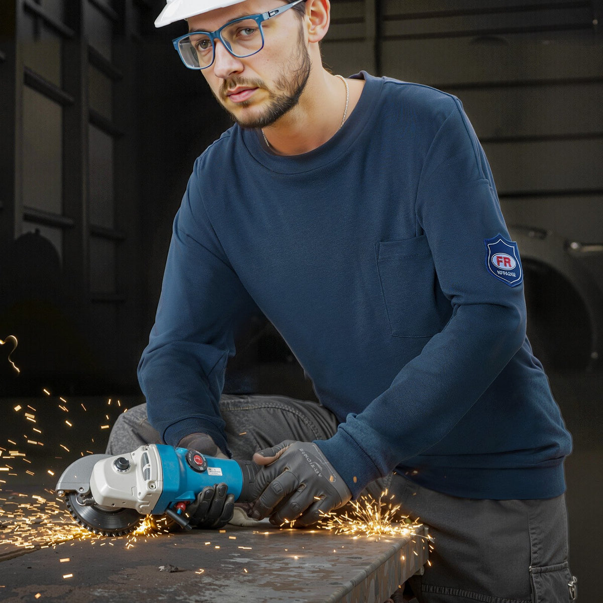FR Shirts, Flame Resistant Long Sleeve Clothing Lightweight 7 oz Breathable Cotton, Men's Fire Retardant Work V952-ZXZRTXNK2XLMNC8O2001V0