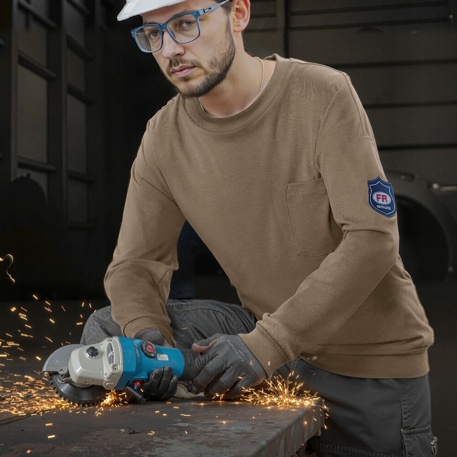 FR Shirts, Flame Resistant Long Sleeve Clothing Lightweight 7 oz Breathable Cotton, Men's Fire Retardant Work V952-ZXZRTXNKXLMHLMN5D001V0