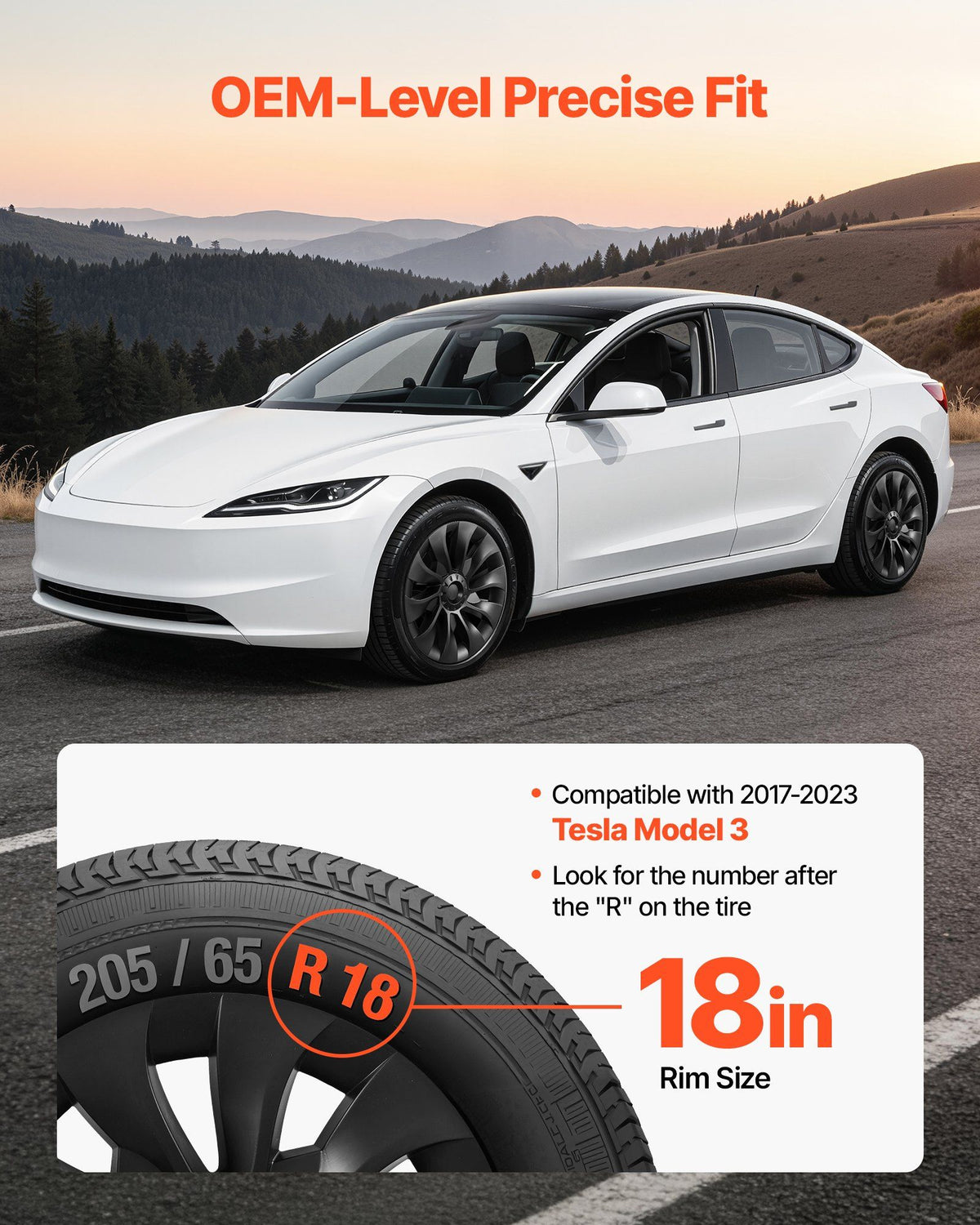 Hubcaps Wheel Covers for 2017-2023 Tesla Model 3, 18 Inch Set of 4 Wheel Rim Cover Hubcaps OEM Style V952-ZYLGGYGH4JTT0GYKX001V0