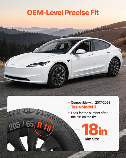 Hubcaps Wheel Covers for 2017-2023 Tesla Model 3, 18 Inch Set of 4 Wheel Rim Cover Hubcaps OEM Style V952-ZYLGGYGH4JTT0GYKX001V0