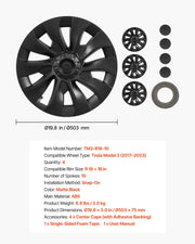 Hubcaps Wheel Covers for 2017-2023 Tesla Model 3, 18 Inch Set of 4 Wheel Rim Cover Hubcaps OEM Style V952-ZYLGGYGH4JTT0GYKX001V0