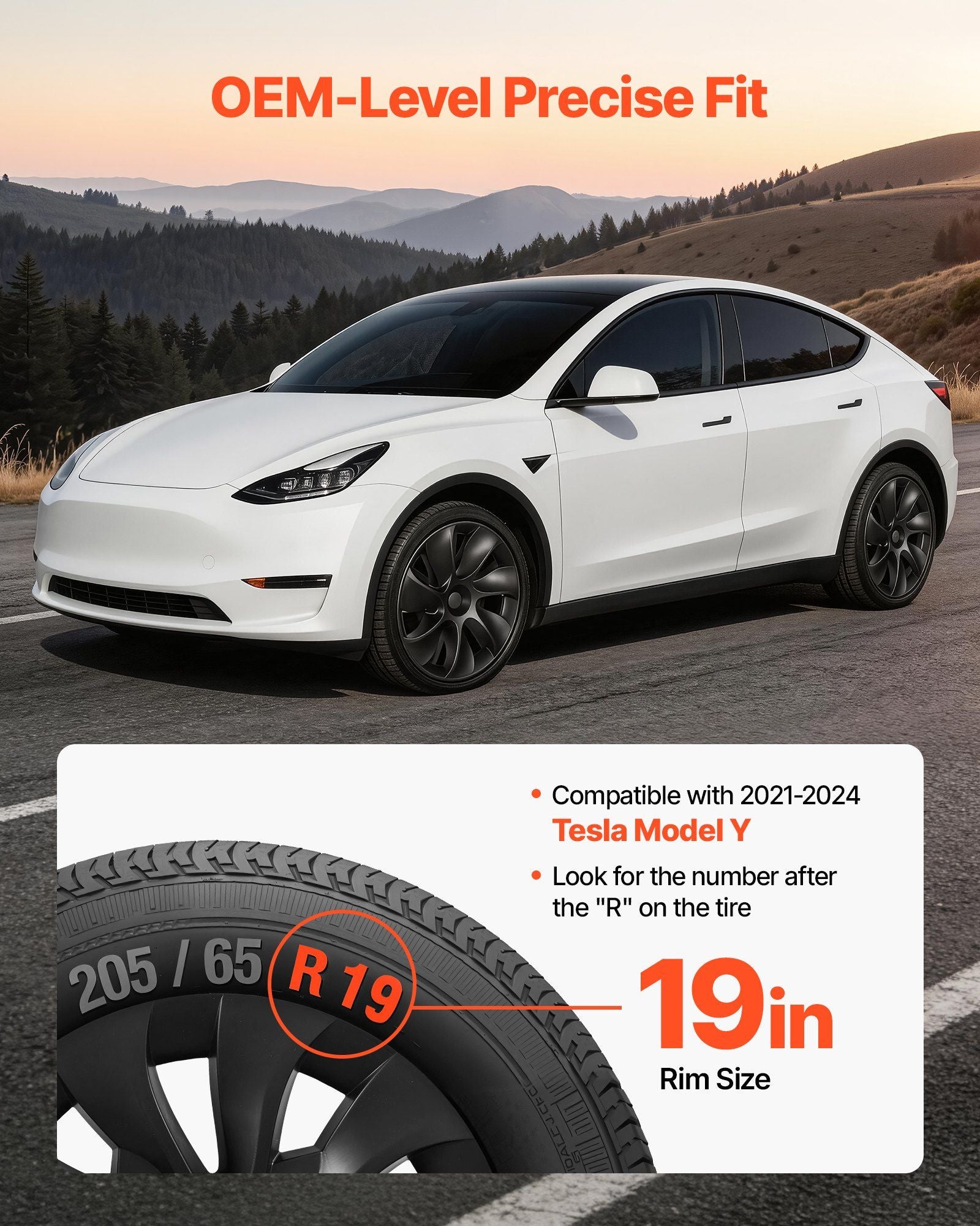 Hubcaps Wheel Covers for 2021-2024 Tesla Model Y, 19 Inch Set of 4 Wheel Rim Cover Hubcaps OEM Style V952-ZYLGGYGH4JTTCEXU9001V0