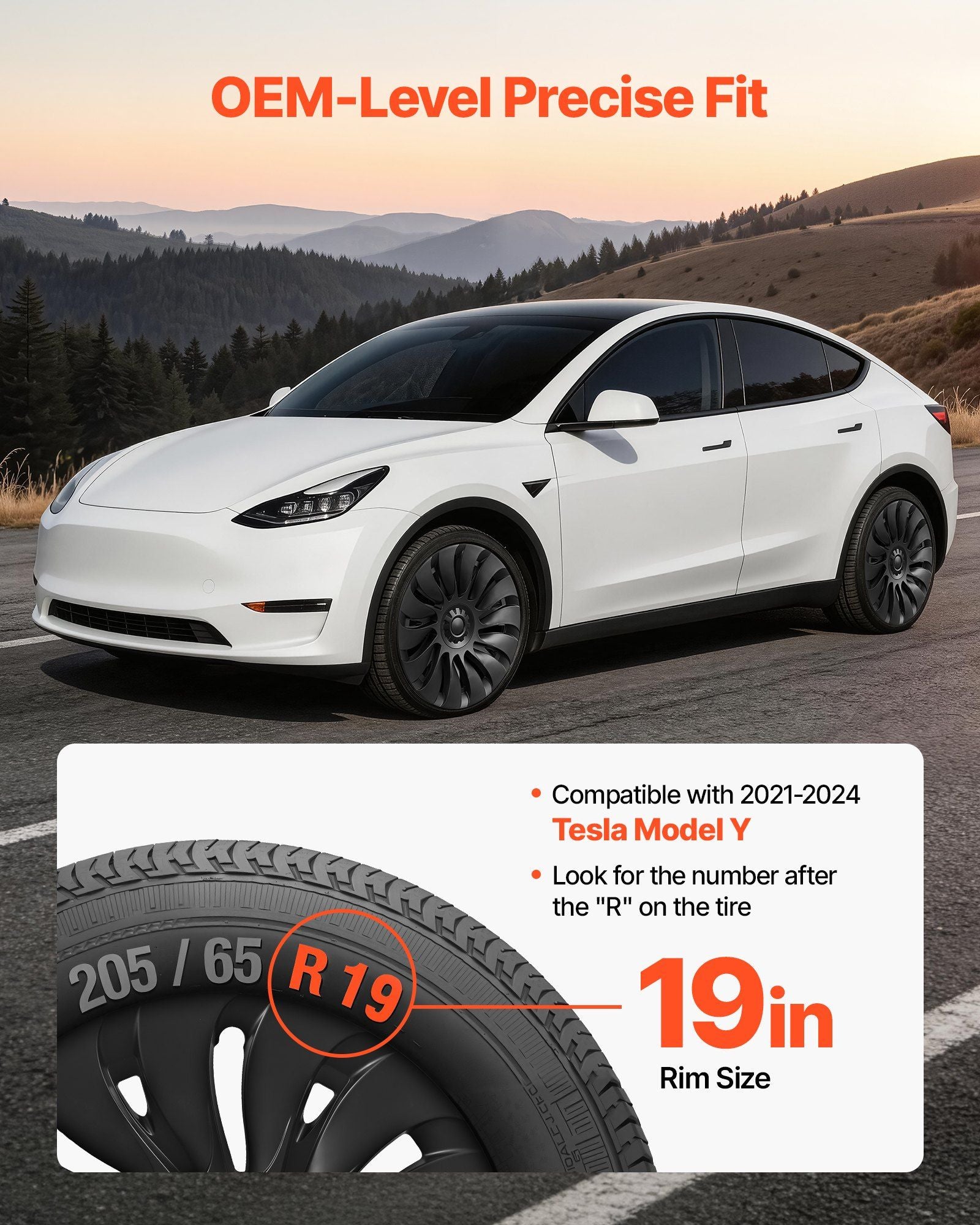 Hubcaps Wheel Covers for 2021-2024 Tesla Model Y, 19 Inch Set of 4 Wheel Rim Cover Hubcaps OEM Style V952-ZYLGGYGH4JTTN7Z35001V0